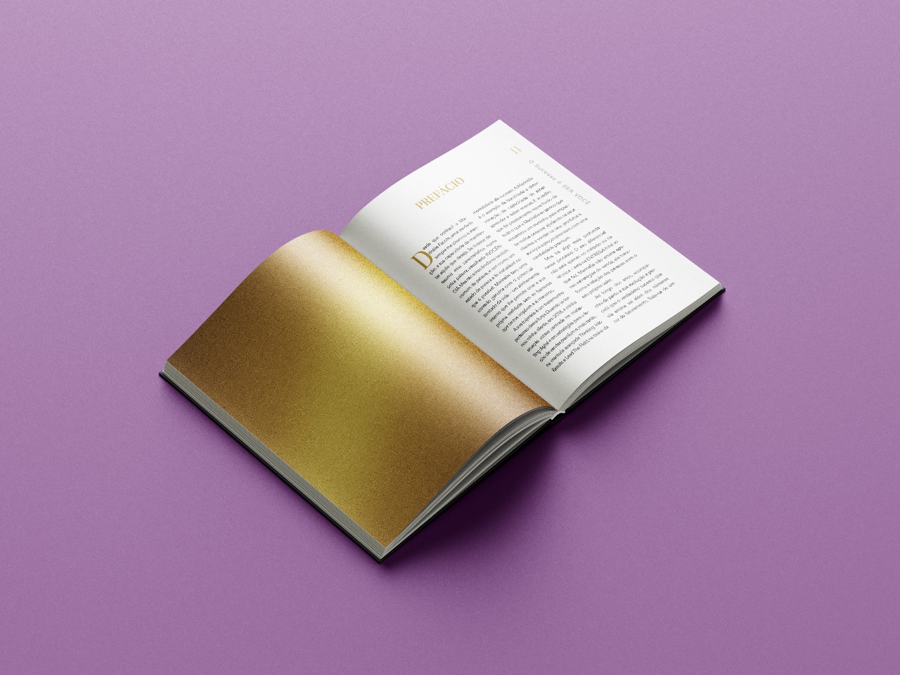 Prefácio do livro com detalhe dourado